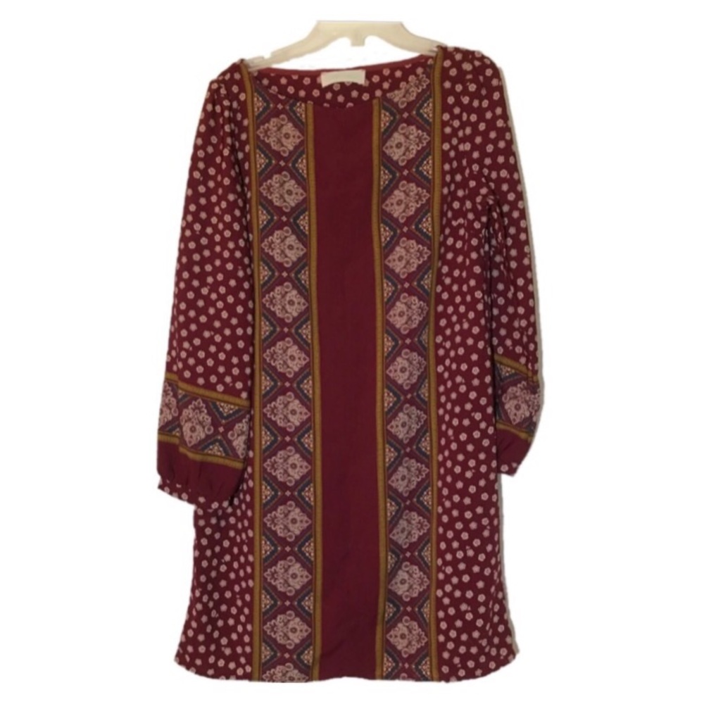 Boho Burgundy Tilly Anne Shift Dress
